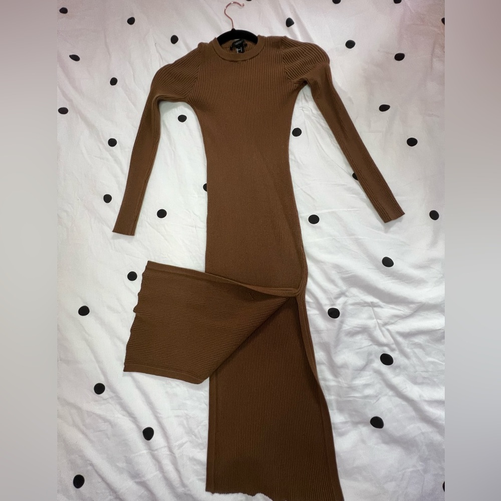 Brown Sweater Maxi Dress- Size Small